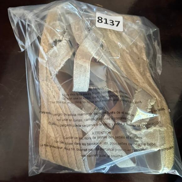 Lucky Brand Margaline Espadrille Wedges 7M 37.5 Natural Canvas - Picture 8 of 8